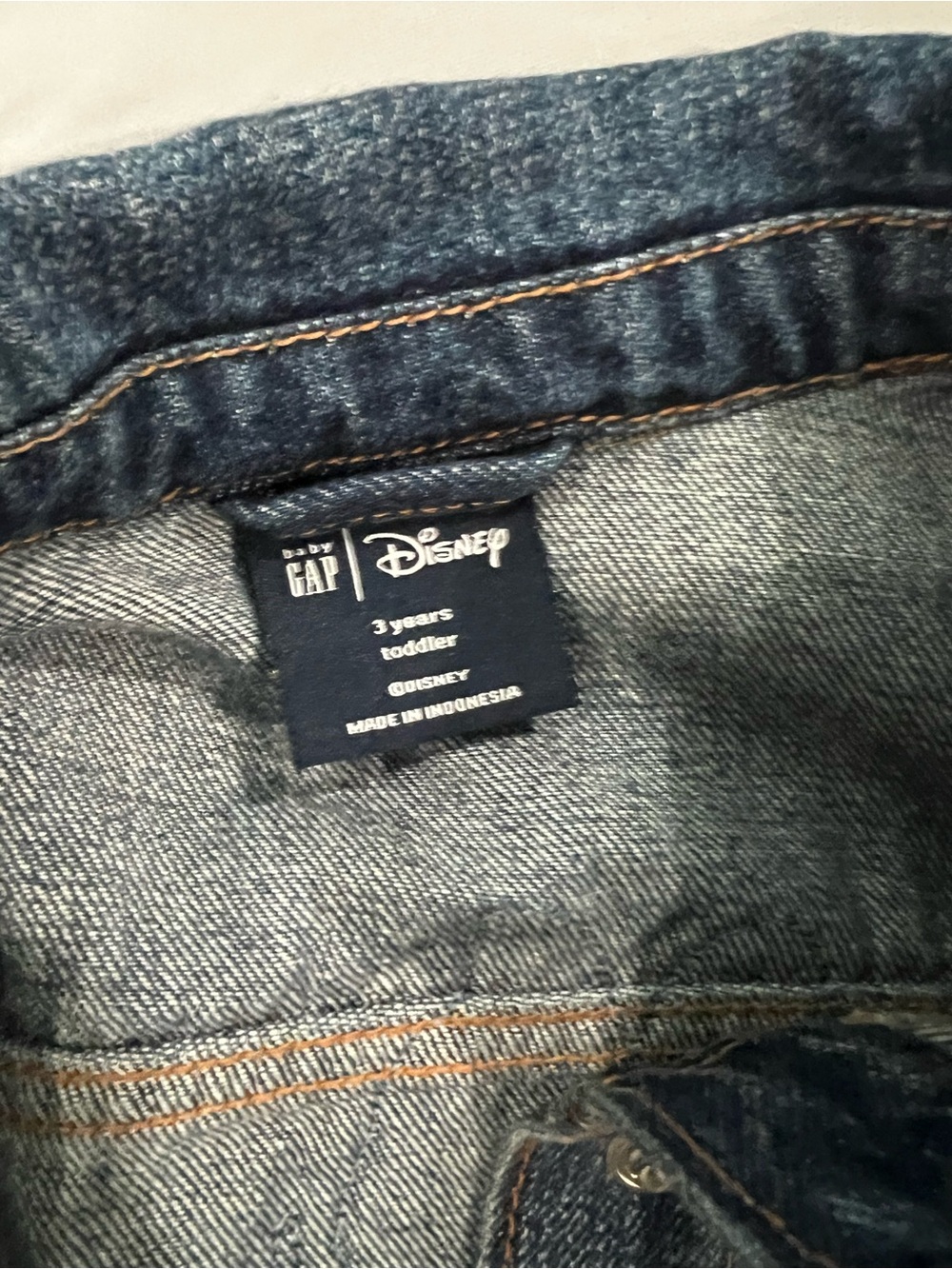 GAP Kids Denim Jacket with Minnie Mouse Patch - Blue with Red & Gold Accents - Picture 3 of 3